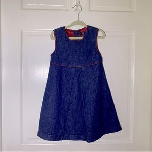 Baby Gap Denim Tank Dress w/ Dark Pink Satin Accents 3T
